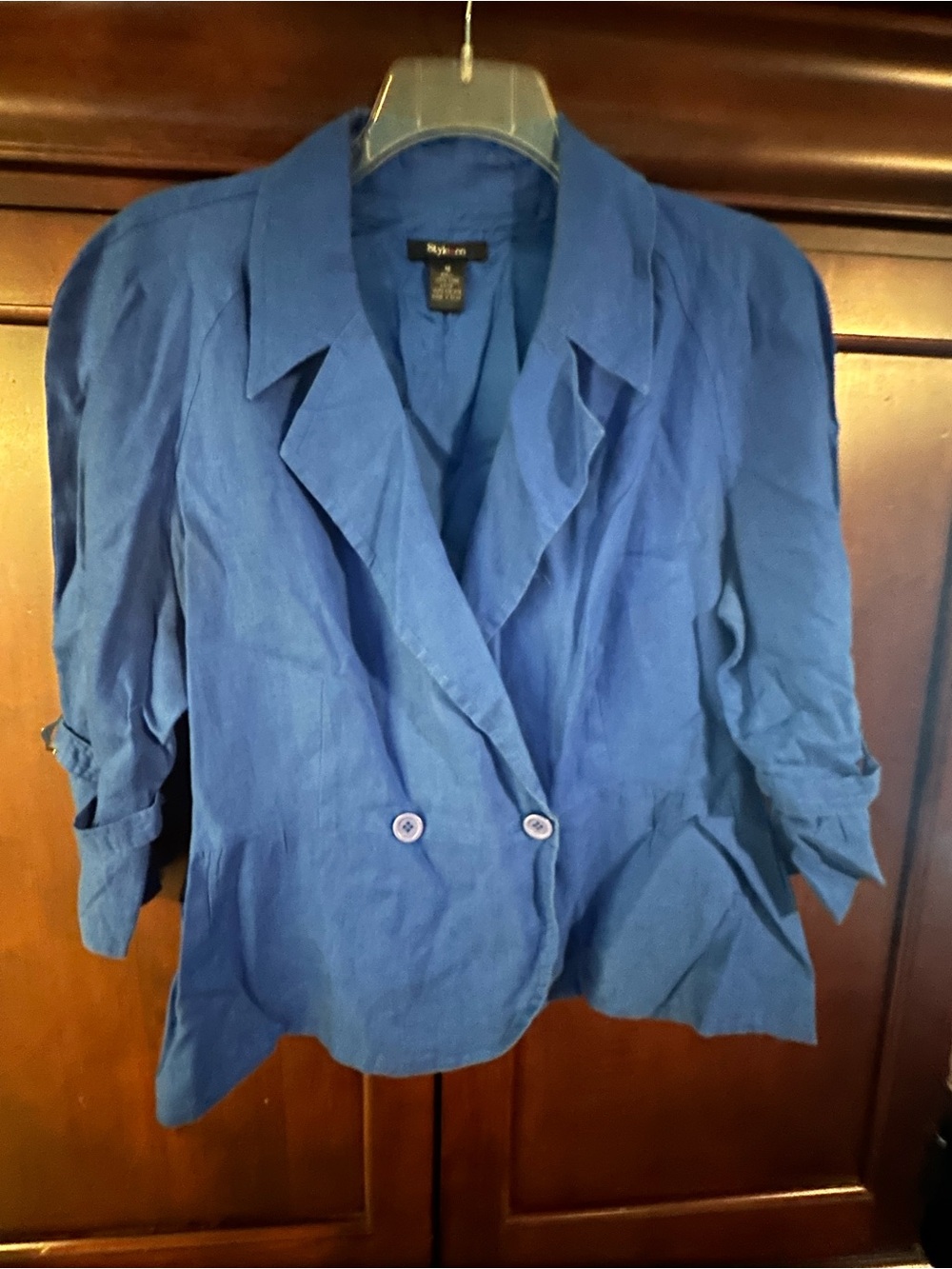 Style&co Blue Double-Breasted Lightweight Women's Blazer